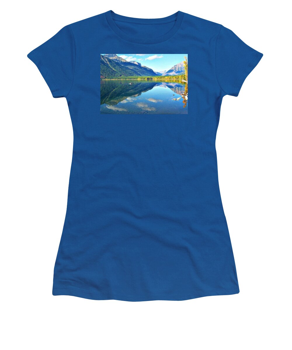 Lake Women's T-Shirt featuring the photograph Glacier park by Deahn Benware