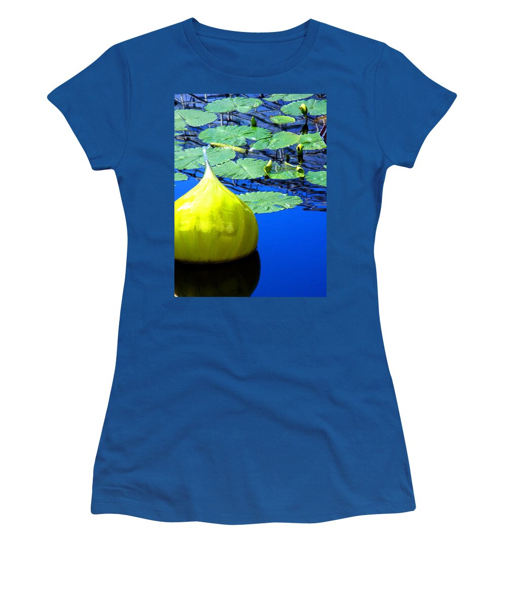 Landscape Women's T-Shirt featuring the photograph Glass Sculpture Water Lily Missouri Botanical Garden by Patrick Malon