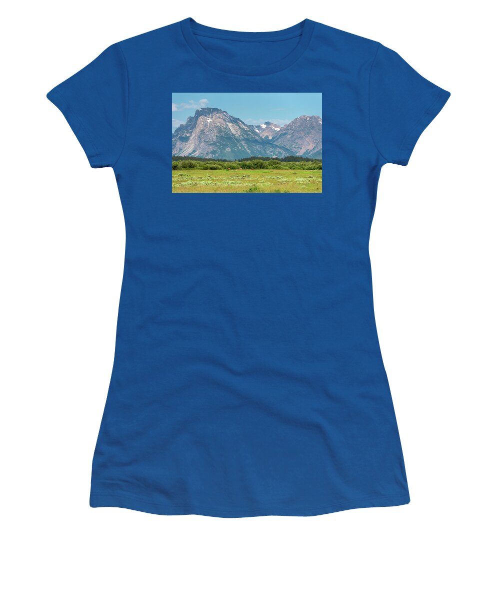 Elk Women's T-Shirt featuring the photograph Grazing Teton Elk by Tara Krauss
