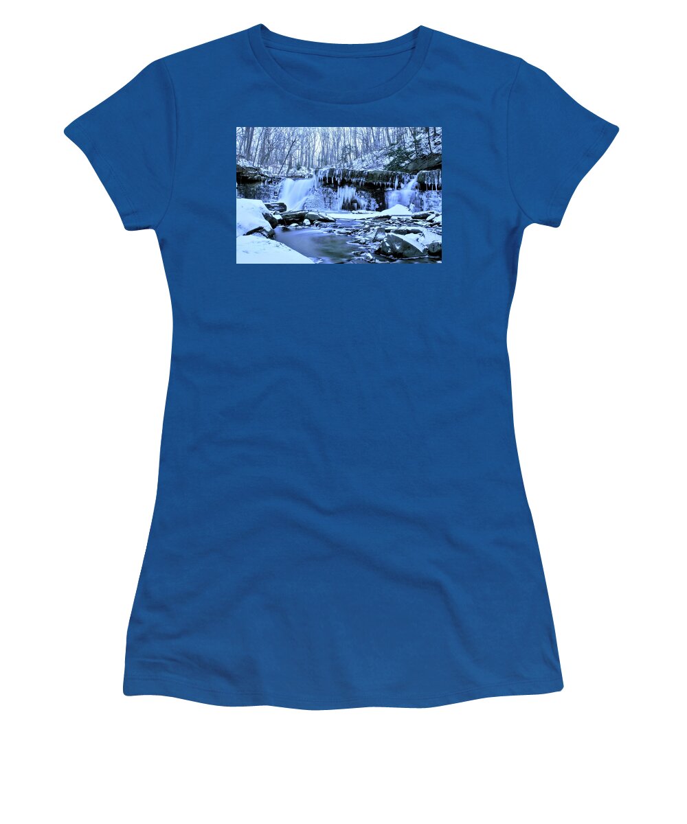  Women's T-Shirt featuring the photograph Great Falls Winter 2019 by Brad Nellis