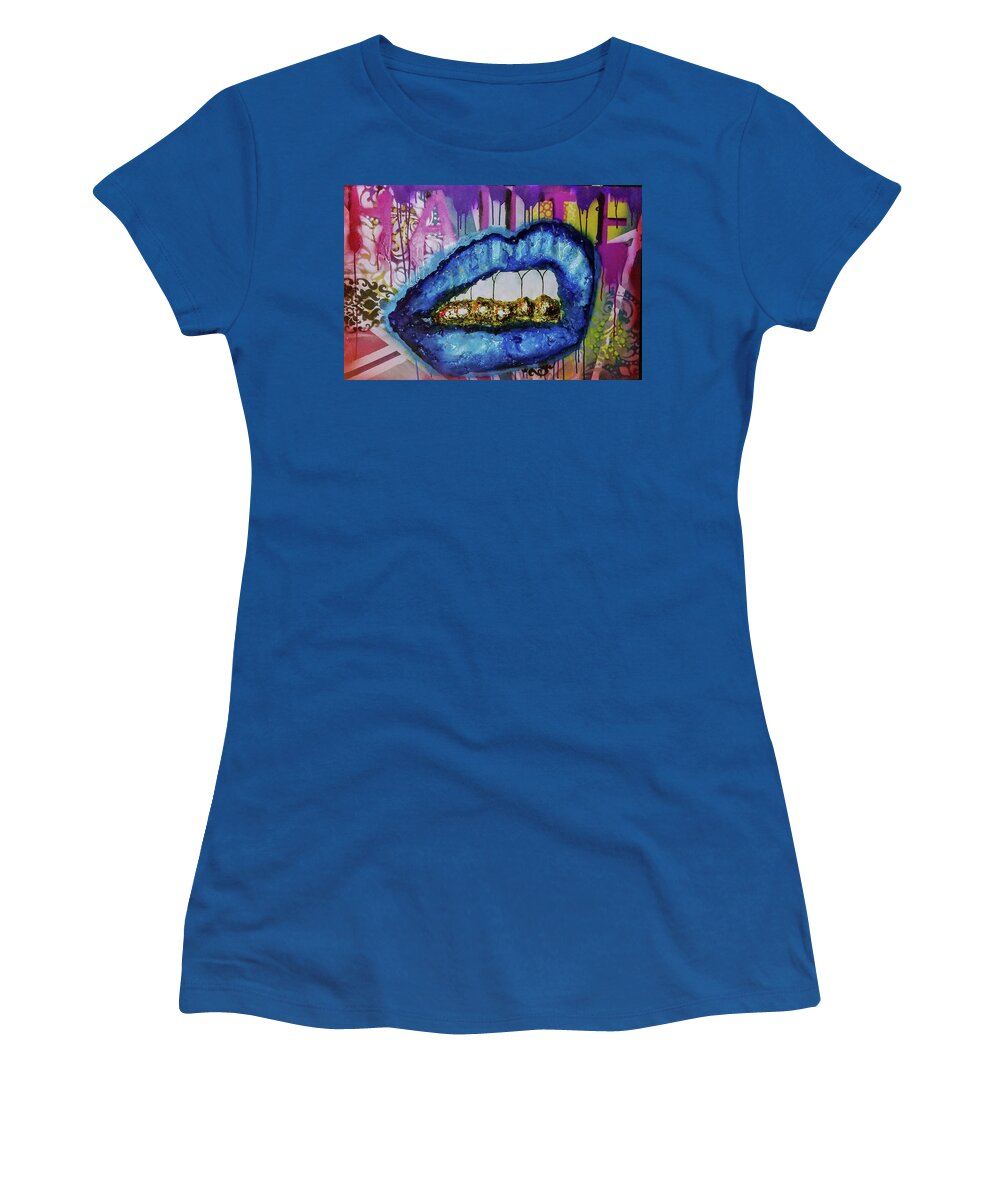 Me Women's T-Shirt featuring the painting Haute Lips by Femme Blaicasso