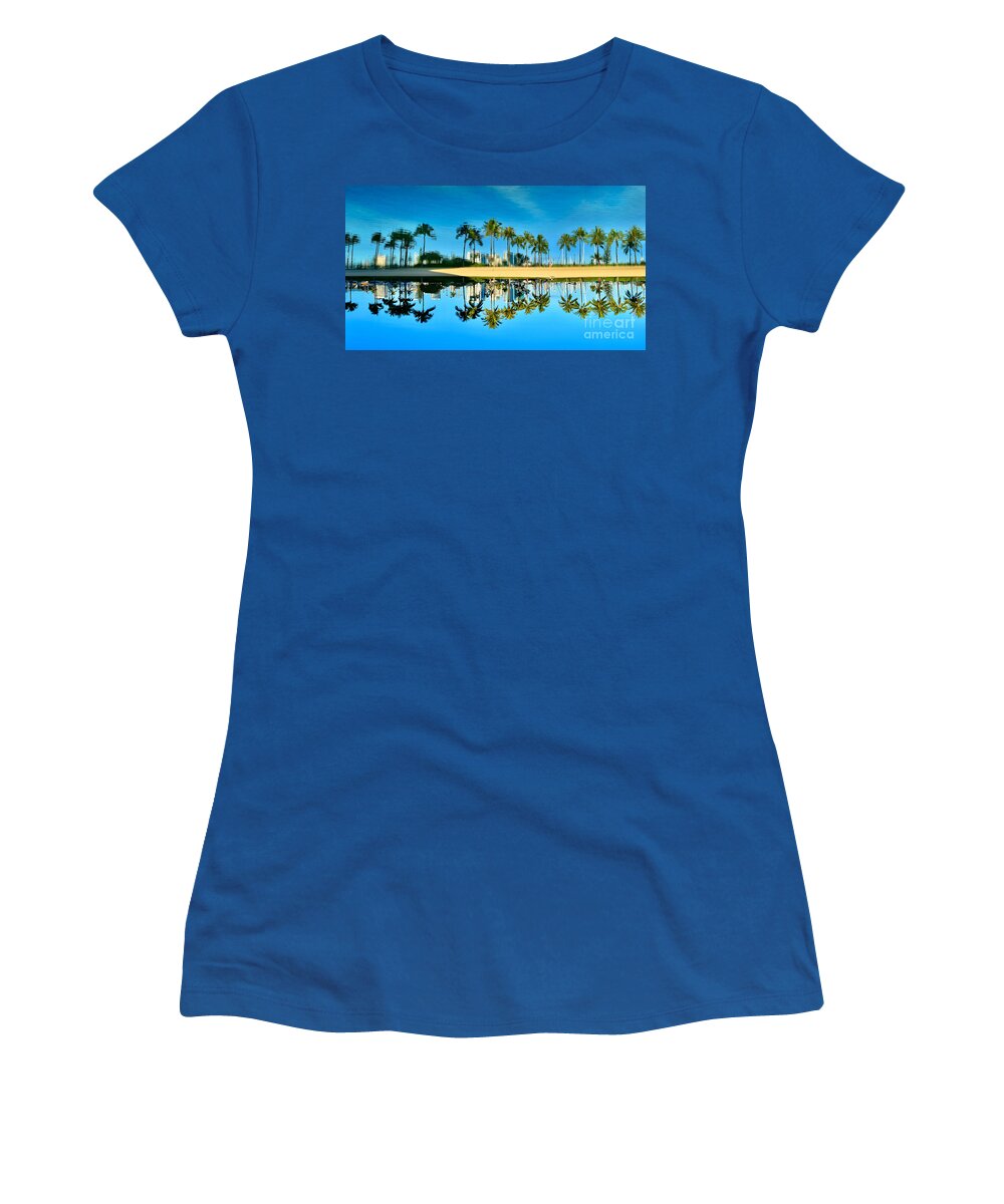 Lagoon Women's T-Shirt featuring the photograph Hawaii Blue Lagoon Reflections by Debra Banks