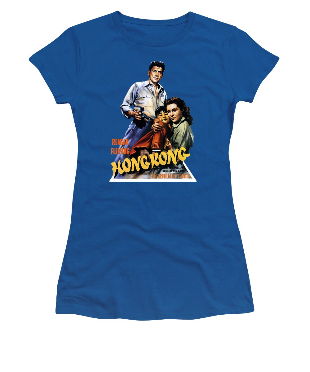 Hong Women's T-Shirt featuring the mixed media ''Hong Kong'', 1952 - 3d movie poster - with synopsis by Movie World Posters