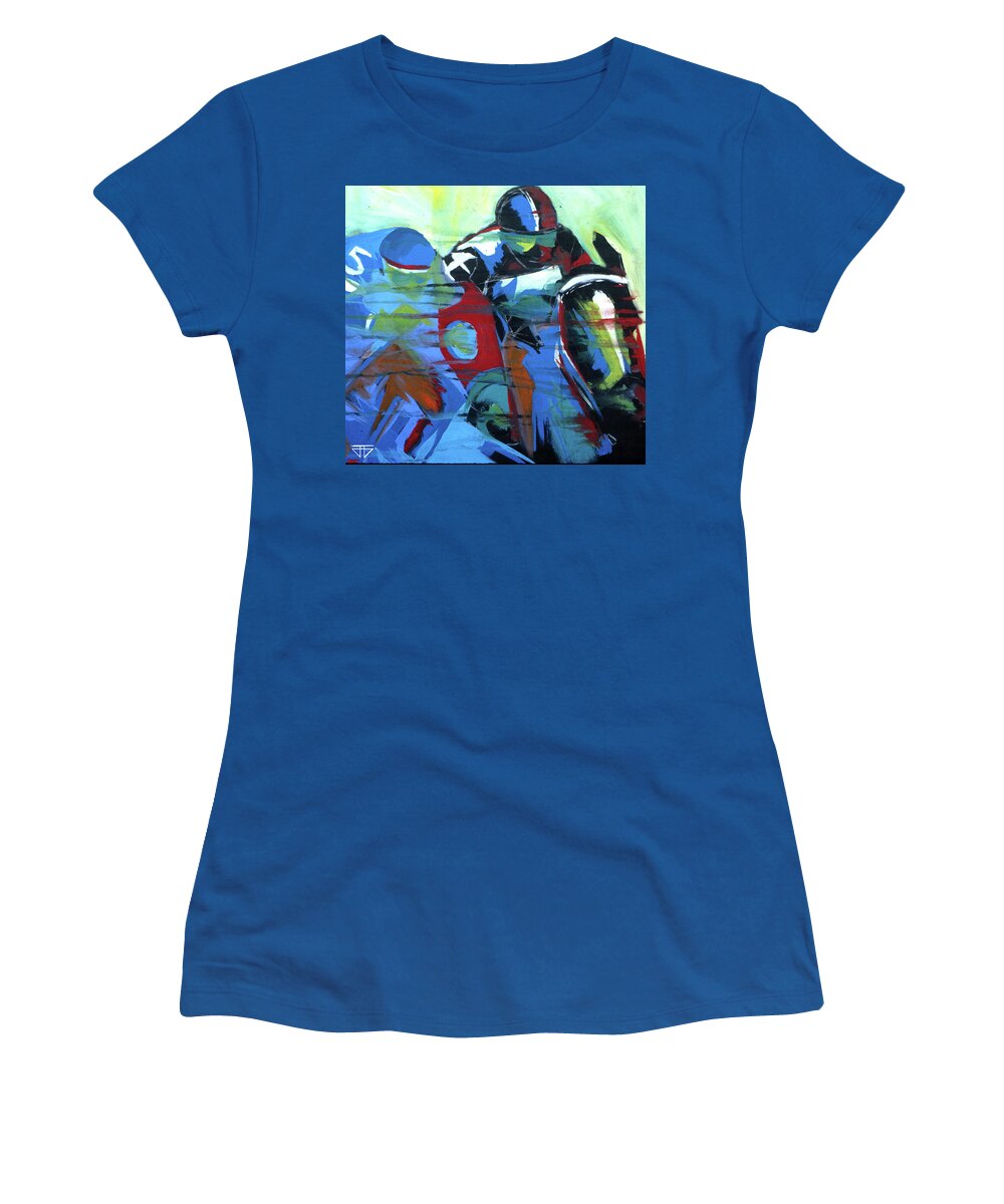 Kentucky Horse Racing Women's T-Shirt featuring the painting Horse Number 5 by John Gholson