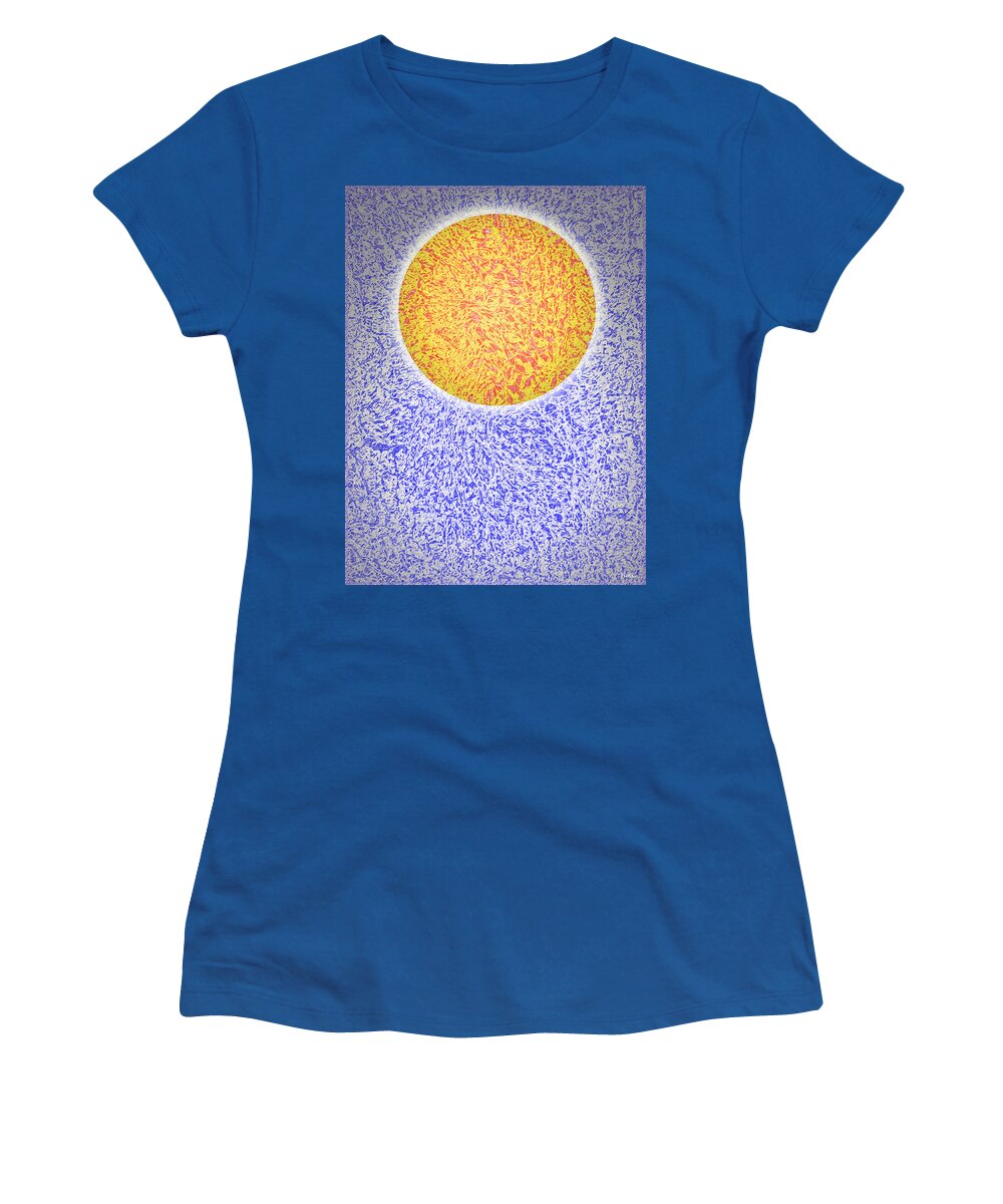 Detailed Women's T-Shirt featuring the mixed media Hot Sun, Cool Sky by Lise Winne