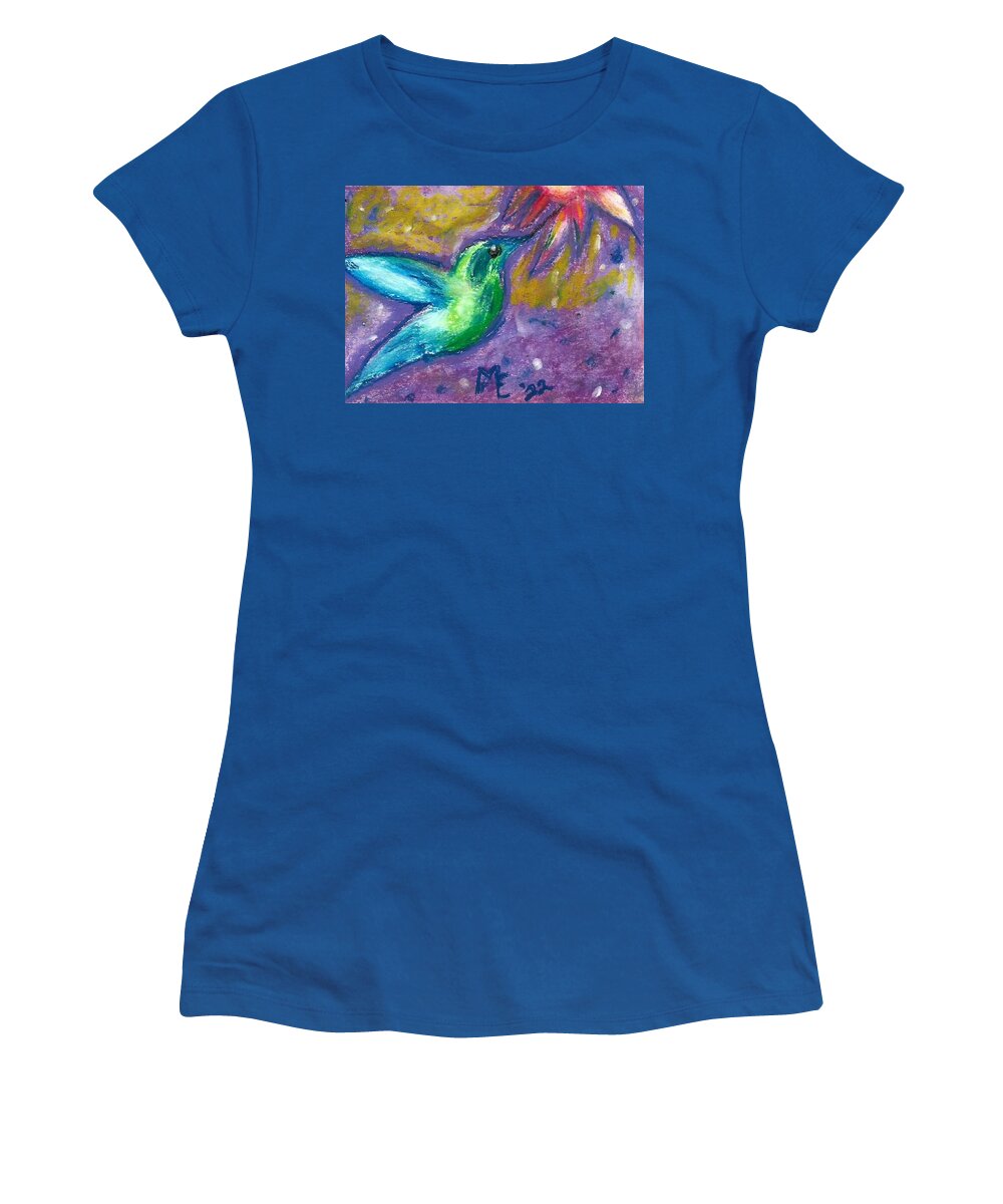 Hummingbird Women's T-Shirt featuring the painting Hummingbird by Monica Resinger