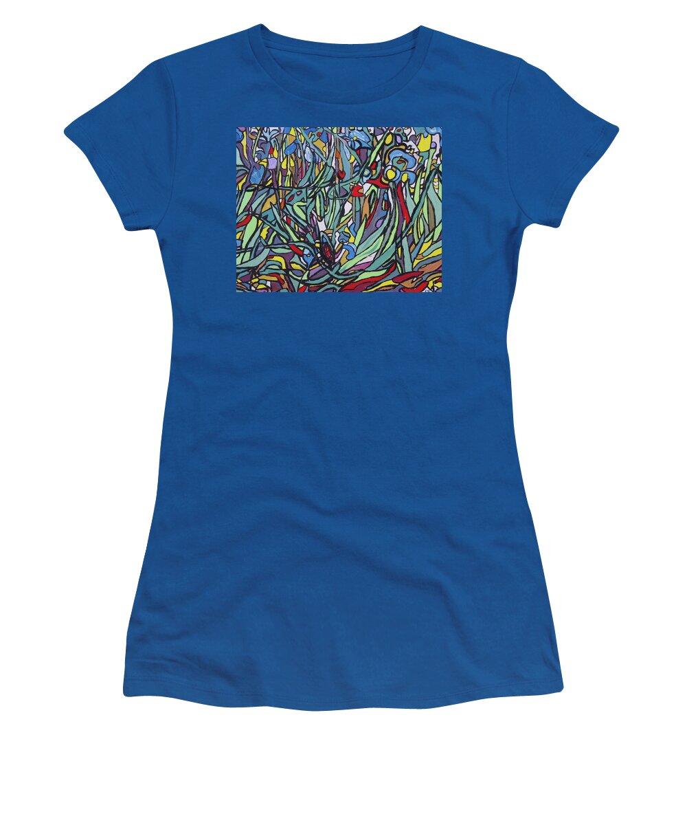 Irises Women's T-Shirt featuring the painting Irises by Tim Bristow