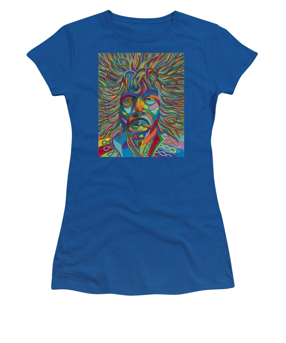 Guitar Women's T-Shirt featuring the drawing Jimi by Scott Brennan