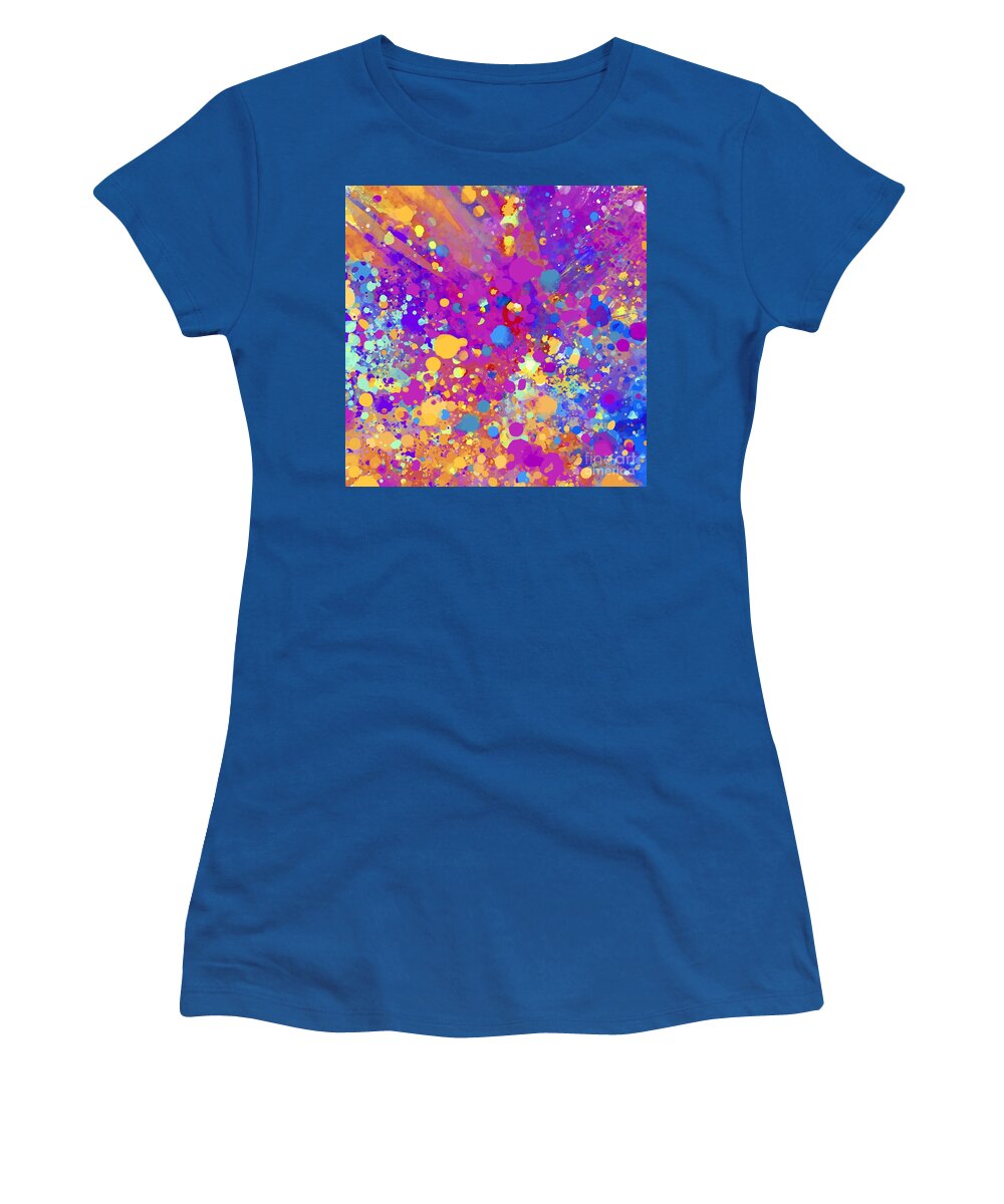 Colorful Women's T-Shirt featuring the digital art Kartika - Artistic Colorful Abstract Carnival Splatter Watercolor Digital Art by Sambel Pedes