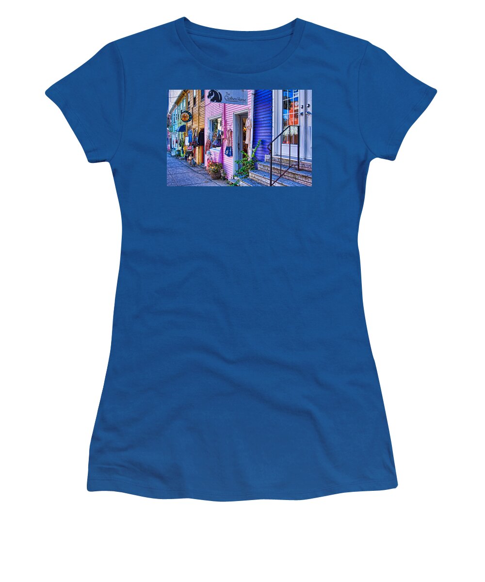 Street Scene Women's T-Shirt featuring the photograph Ladies Paradise Walkway Halifax by Tatiana Travelways
