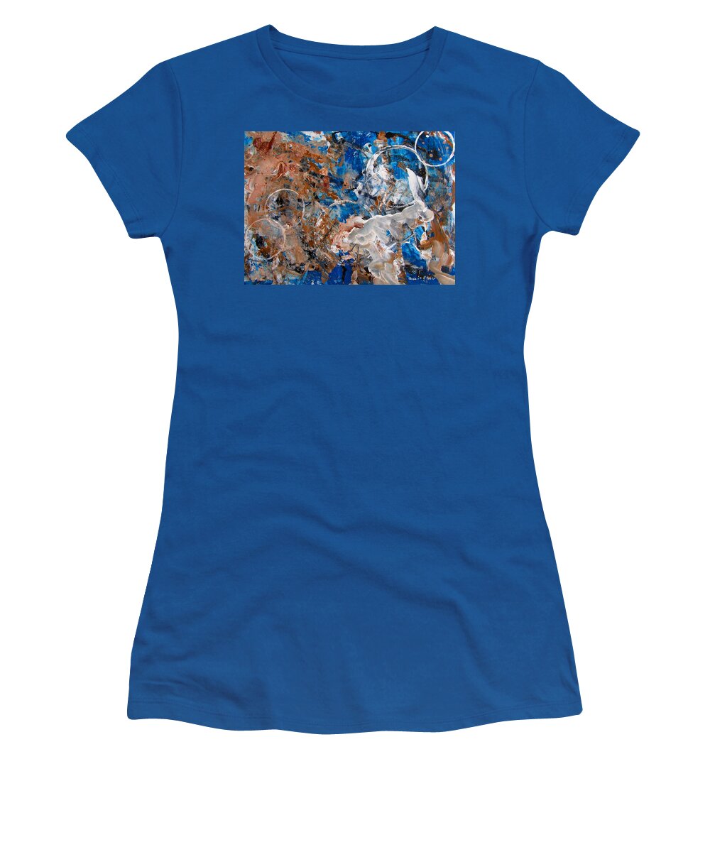Bubbles Women's T-Shirt featuring the painting Lefthand Abstacts Series #4- Rising to the Surfac by Barbara O'Toole