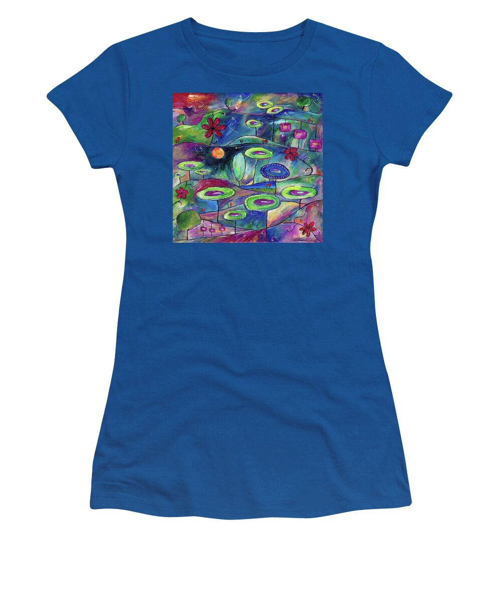 Whimsical Women's T-Shirt featuring the painting Life On Mars by Winona's Sunshyne