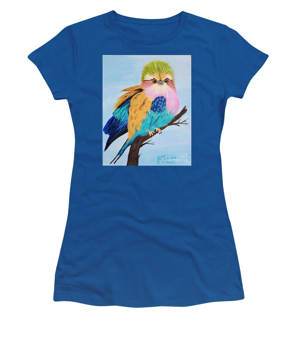 Lilac-breasted Roller Women's T-Shirt featuring the painting Lilac-Breasted Roller by Elizabeth Mauldin