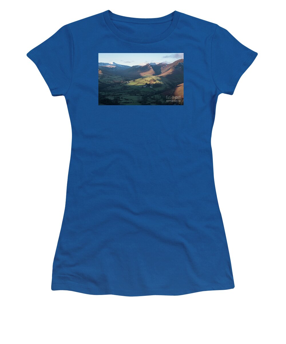 Sunset Women's T-Shirt featuring the photograph Long View over the Lake District by Perry Rodriguez