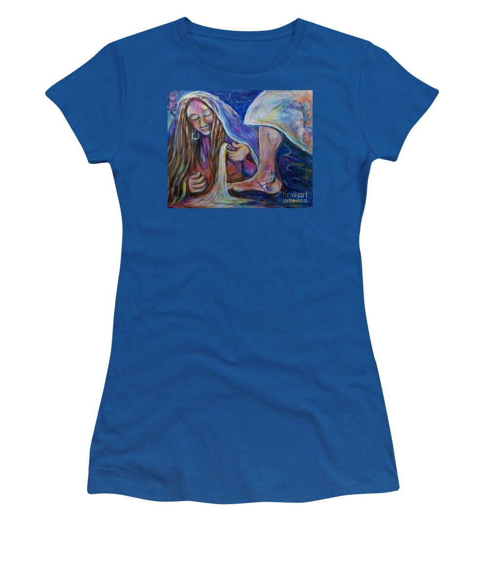 Prophetic Art Women's T-Shirt featuring the painting Love Poured Out by Deborah Nell