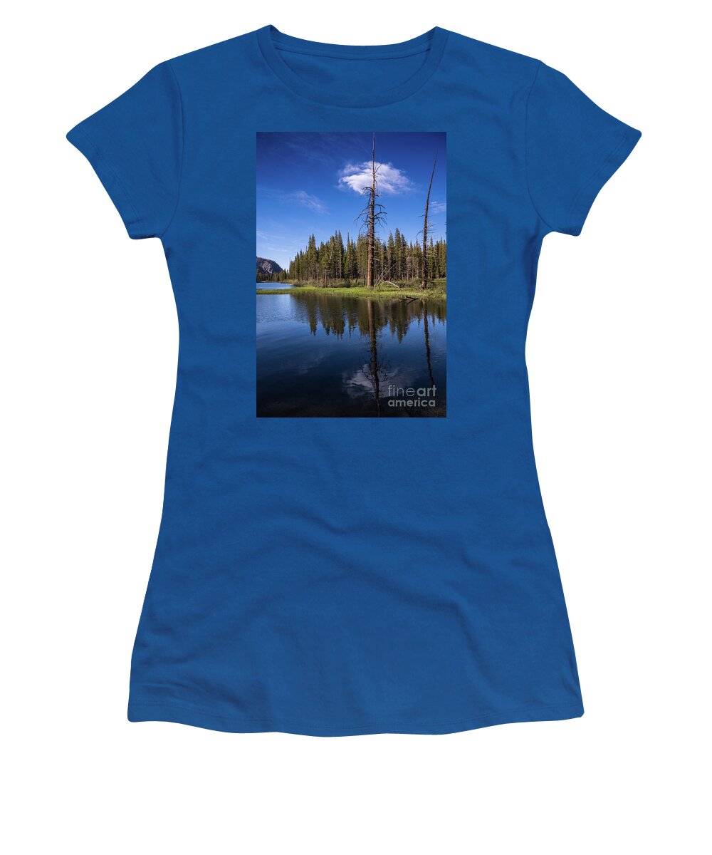 Lake Mamie Women's T-Shirt featuring the photograph Mirrored Reflections by Abigail Diane Photography
