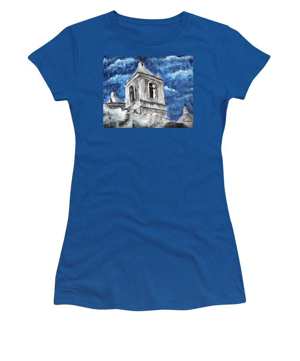 Mission Women's T-Shirt featuring the painting Mission San Jose by Frank Botello