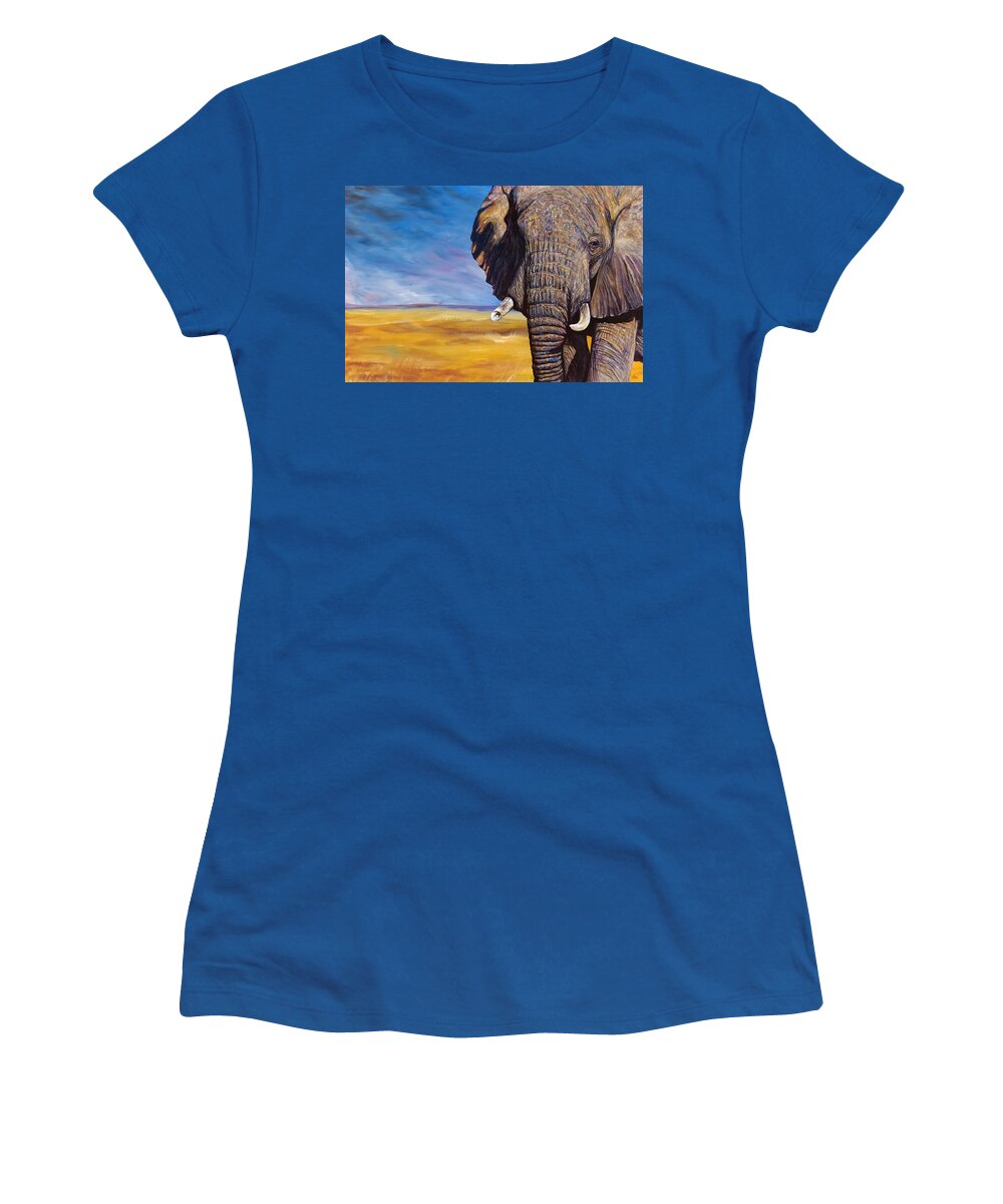 Elephant Women's T-Shirt featuring the painting Perseverance by R J Marchand