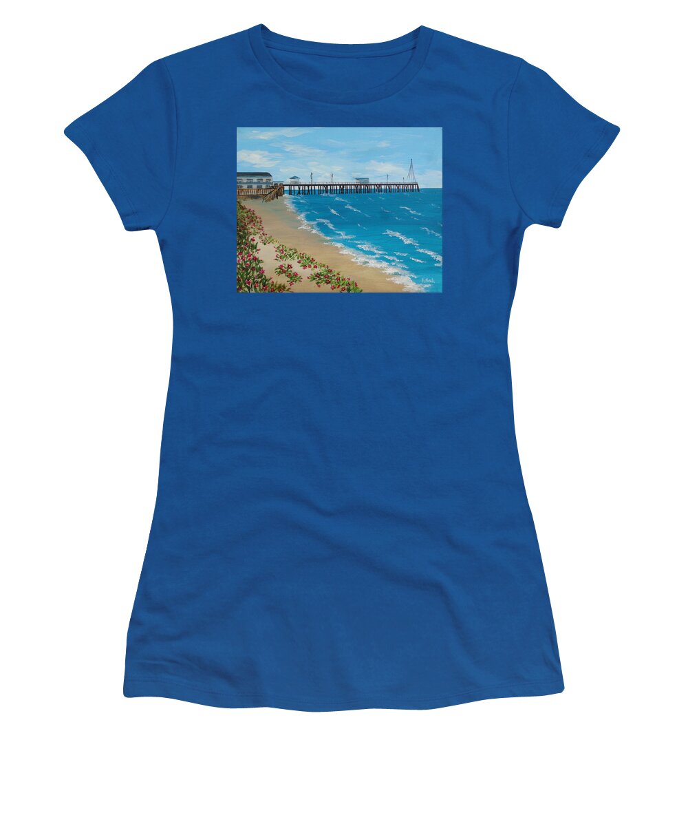 Pismo Women's T-Shirt featuring the painting Pismo Pier, Ca by Katherine Young-Beck
