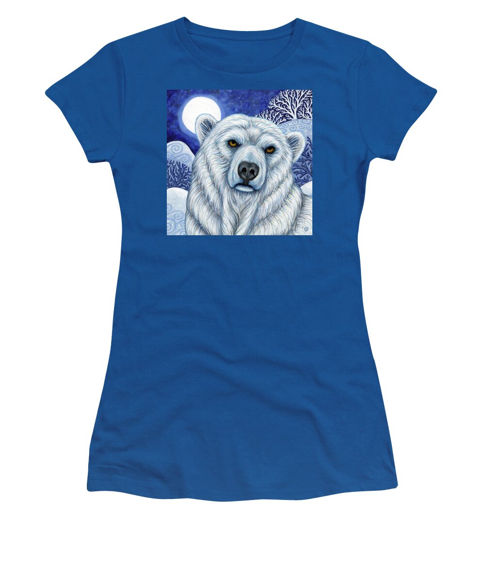 Polar Bear Women's T-Shirt featuring the painting Polar Bear Moon by Amy E Fraser
