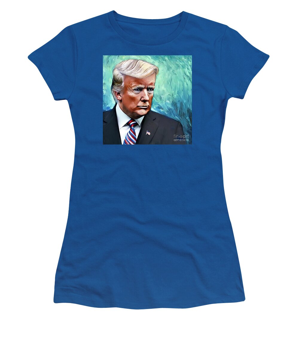 Political Art Women's T-Shirt featuring the digital art Portrait President Donald J Trump by Stacey Mayer