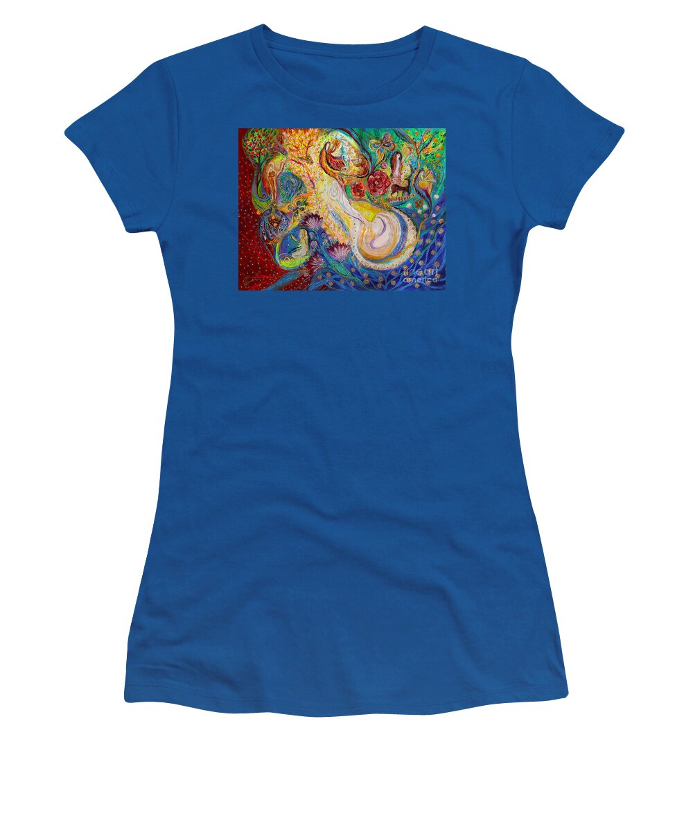 Modern Jewish Art Women's T-Shirt featuring the painting Praise him with the tambourine and dance III by Elena Kotliarker