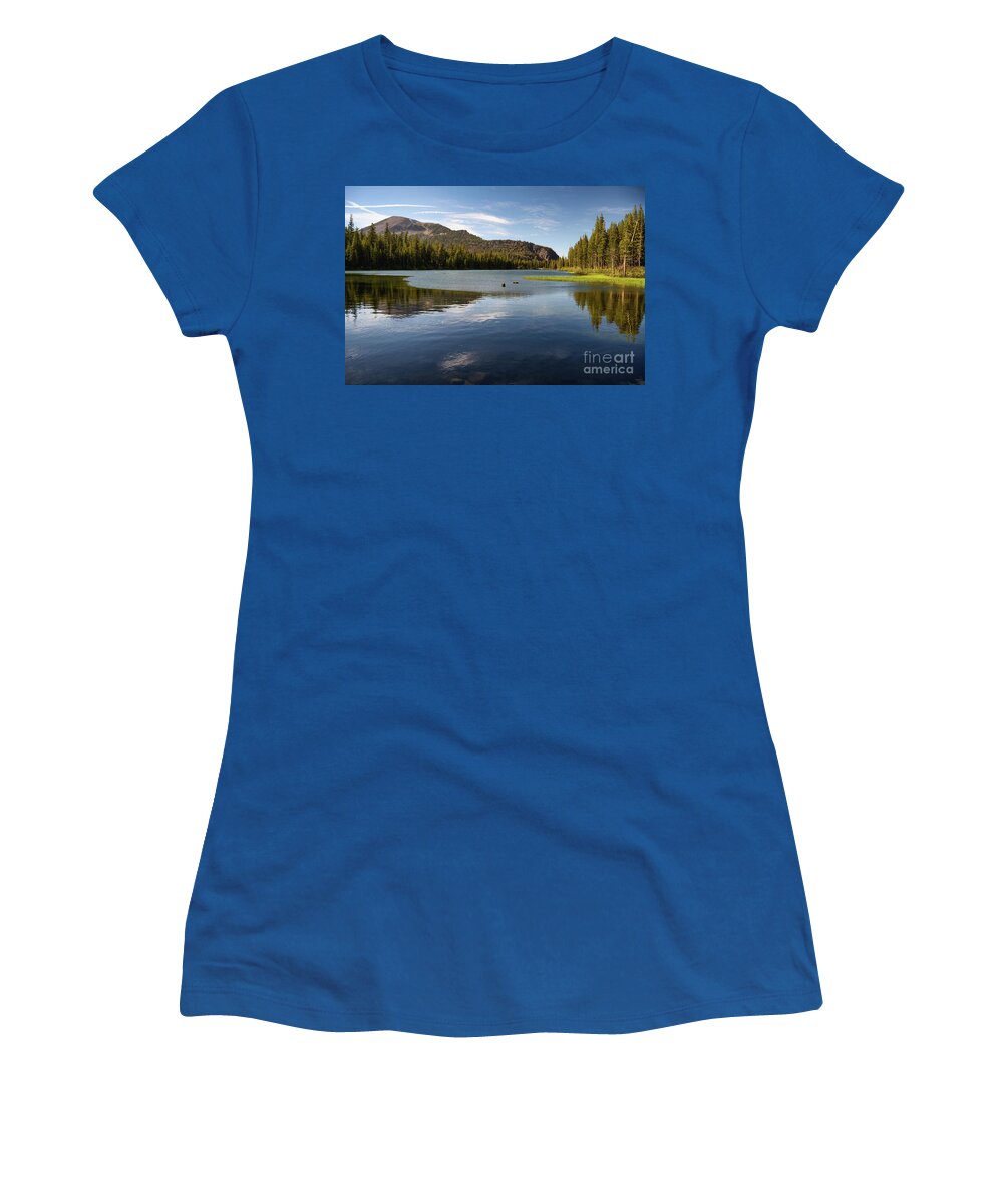 Lake Mamie Women's T-Shirt featuring the photograph Reflections of a dreamy day by Abigail Diane Photography
