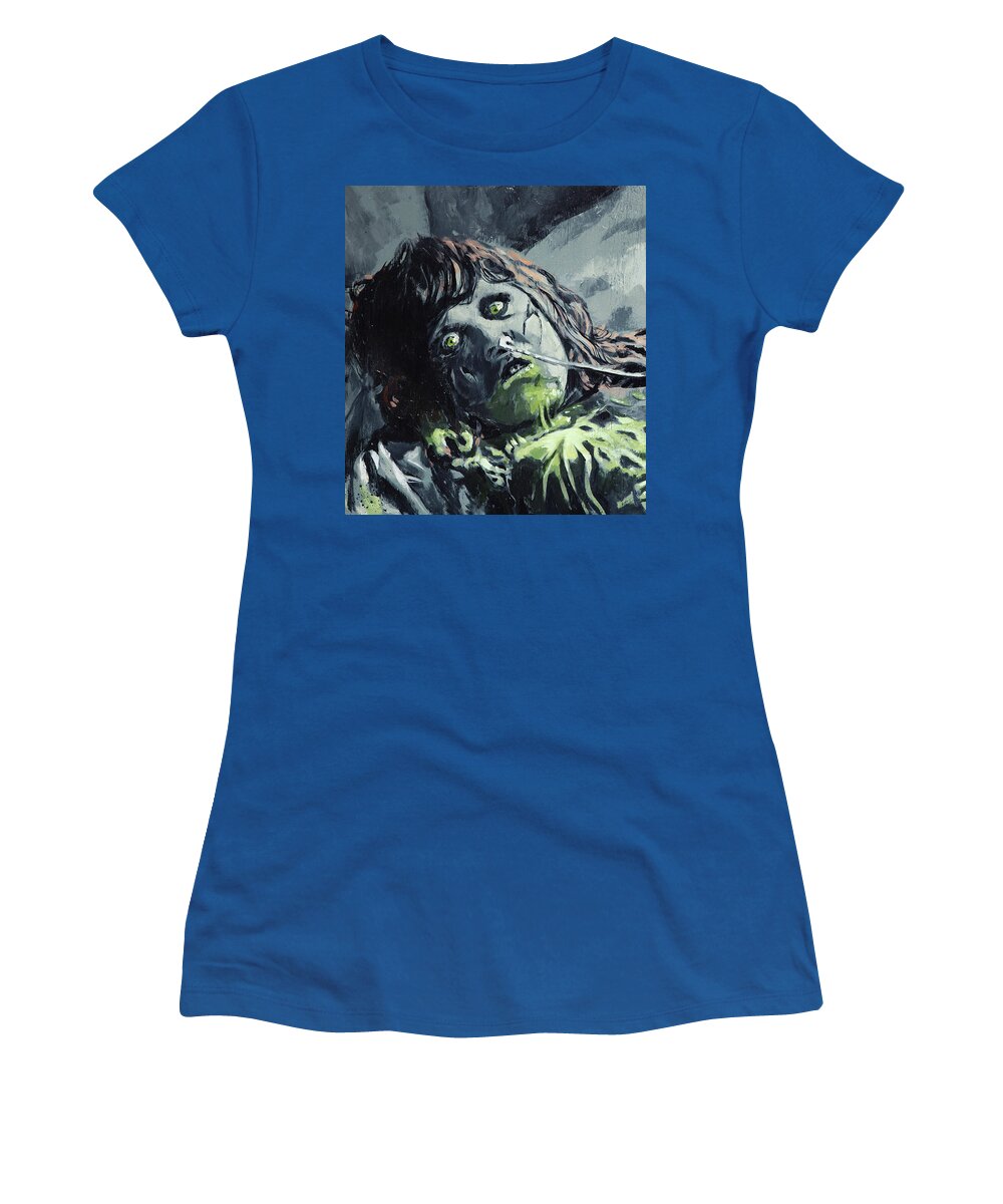The Exorcist Women's T-Shirt featuring the painting Regan is not well by Sv Bell