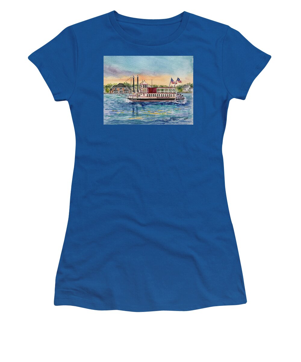 River Lady Women's T-Shirt featuring the painting River Lady on the Toms River by Clara Sue Beym