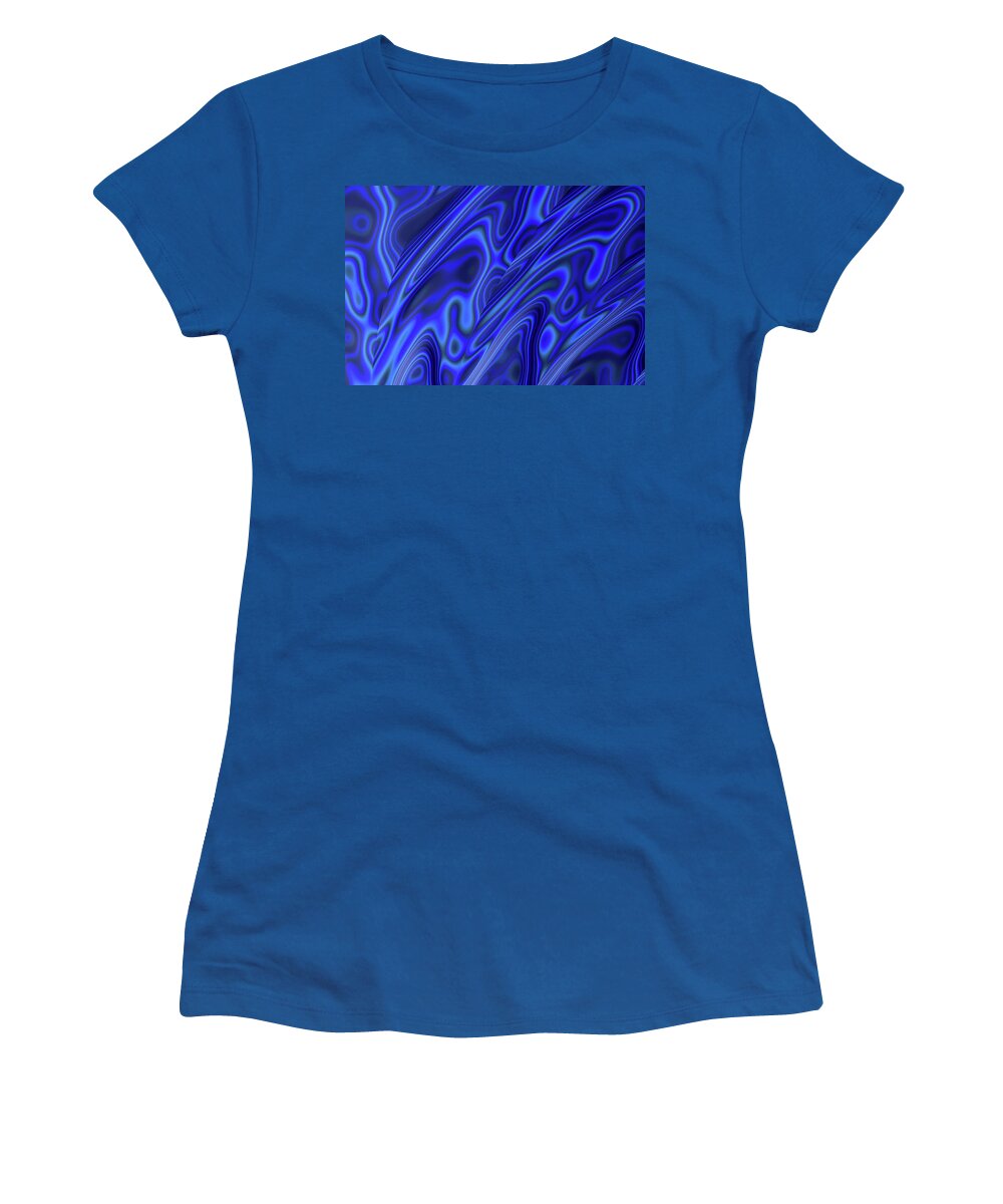 Fractal Women's T-Shirt featuring the digital art Royal Blue Marbled Abalone Pattern Fractal Abstract by Shelli Fitzpatrick