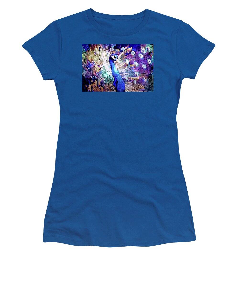 Royal Peacock Women's T-Shirt featuring the digital art Royal Peacock by Susan Maxwell Schmidt
