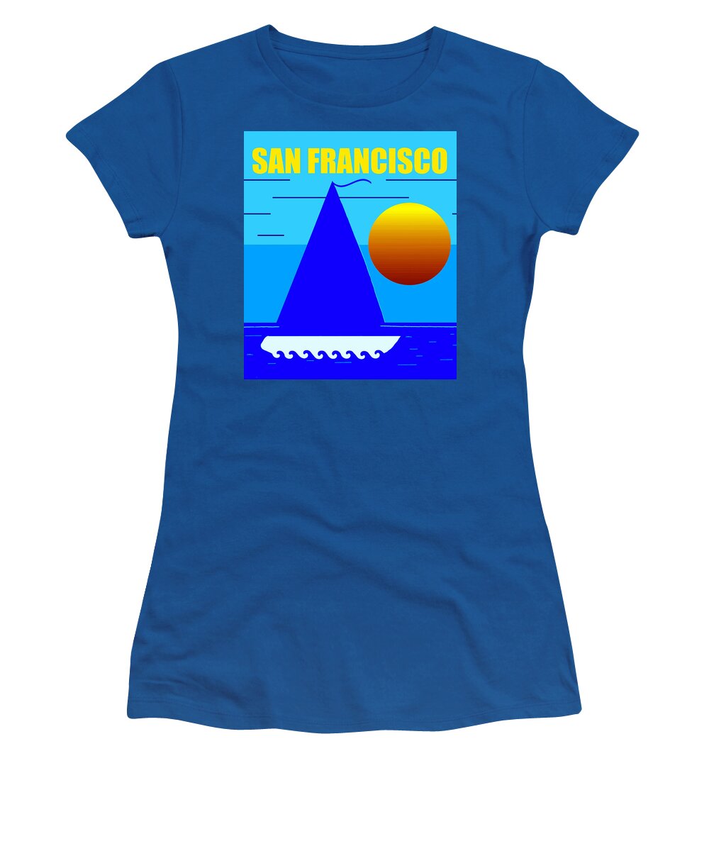 Sailing Women's T-Shirt featuring the mixed media San Francisco sailing by David Lee Thompson