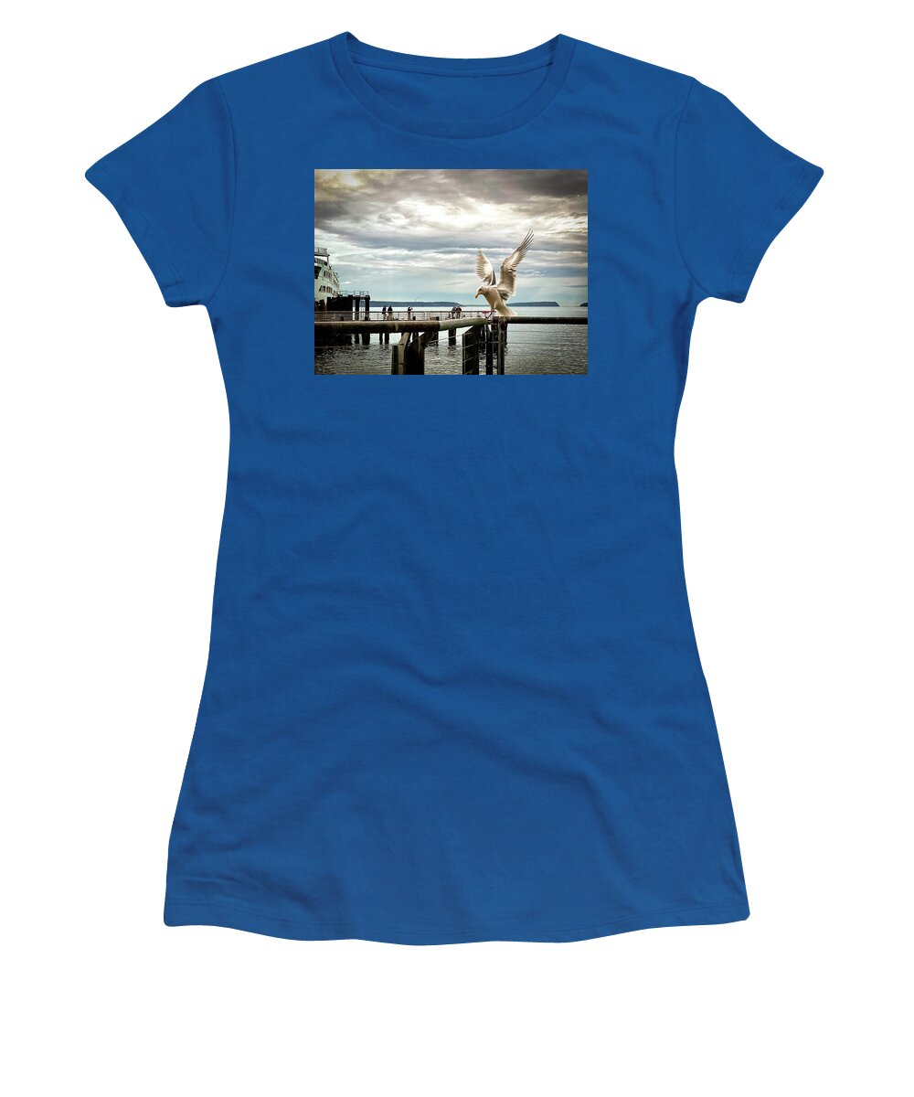 Seabird Women's T-Shirt featuring the photograph Seagull's landing by Anamar Pictures