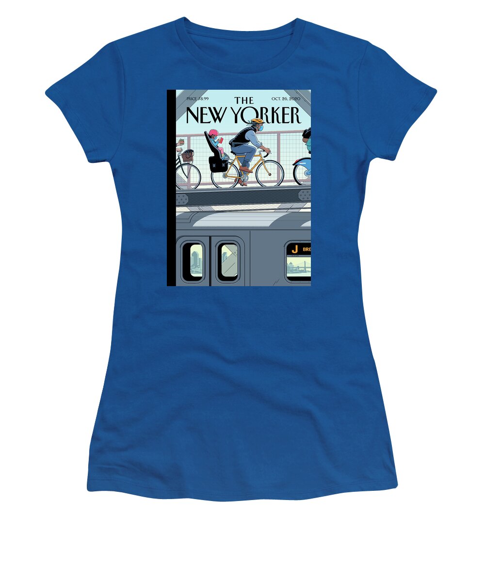 Nyc Women's T-Shirt featuring the digital art Shifting Gears by R Kikuo Johnson