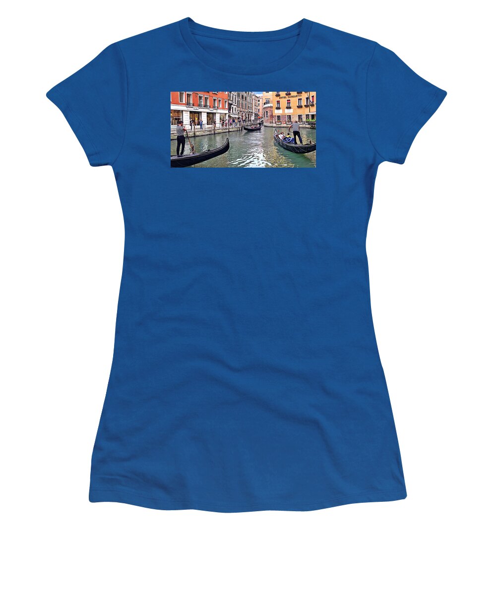 Gondola Women's T-Shirt featuring the photograph Shopping Venice Style by Jill Love