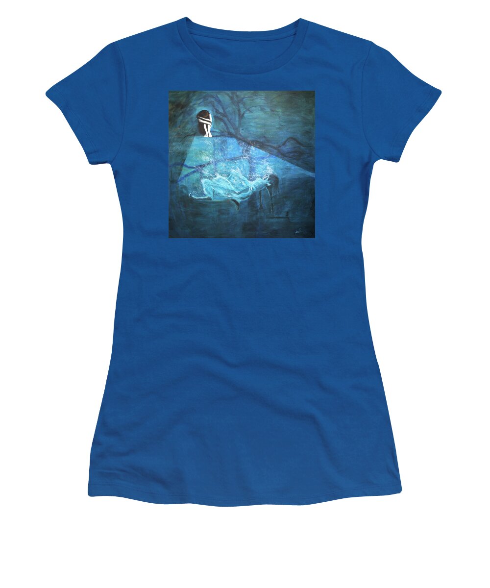Sorrow Women's T-Shirt featuring the painting Sorrow by Pamela Schwartz