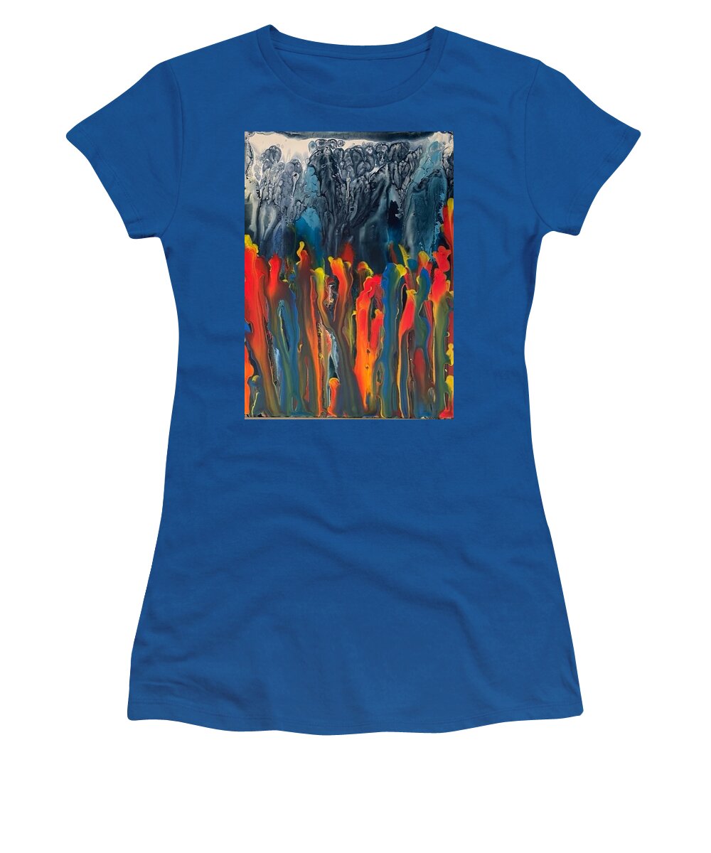 Abstract Women's T-Shirt featuring the painting Spring in the Mountains by Ron Durnavich