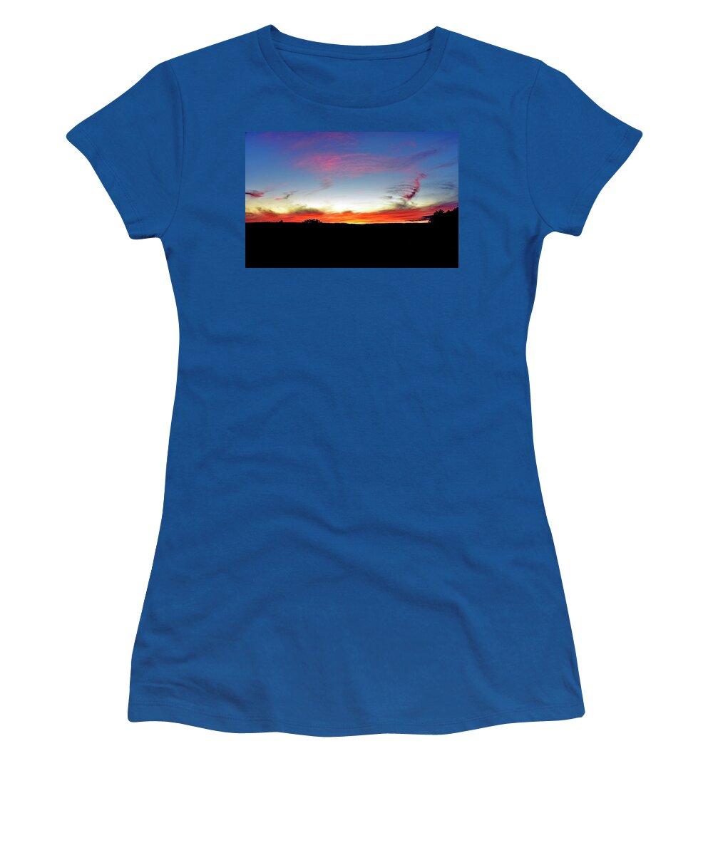 Sunset Women's T-Shirt featuring the photograph Summer sunset in Shrewsbury, MA by Monika Salvan
