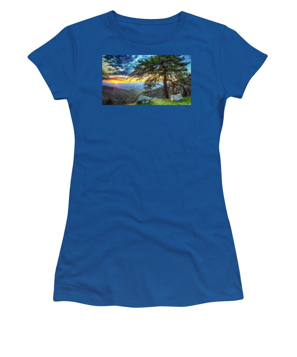 Blue Ridge Mountains Women's T-Shirt featuring the photograph Sunset at Iron Mine Hollow by Susan Rissi Tregoning