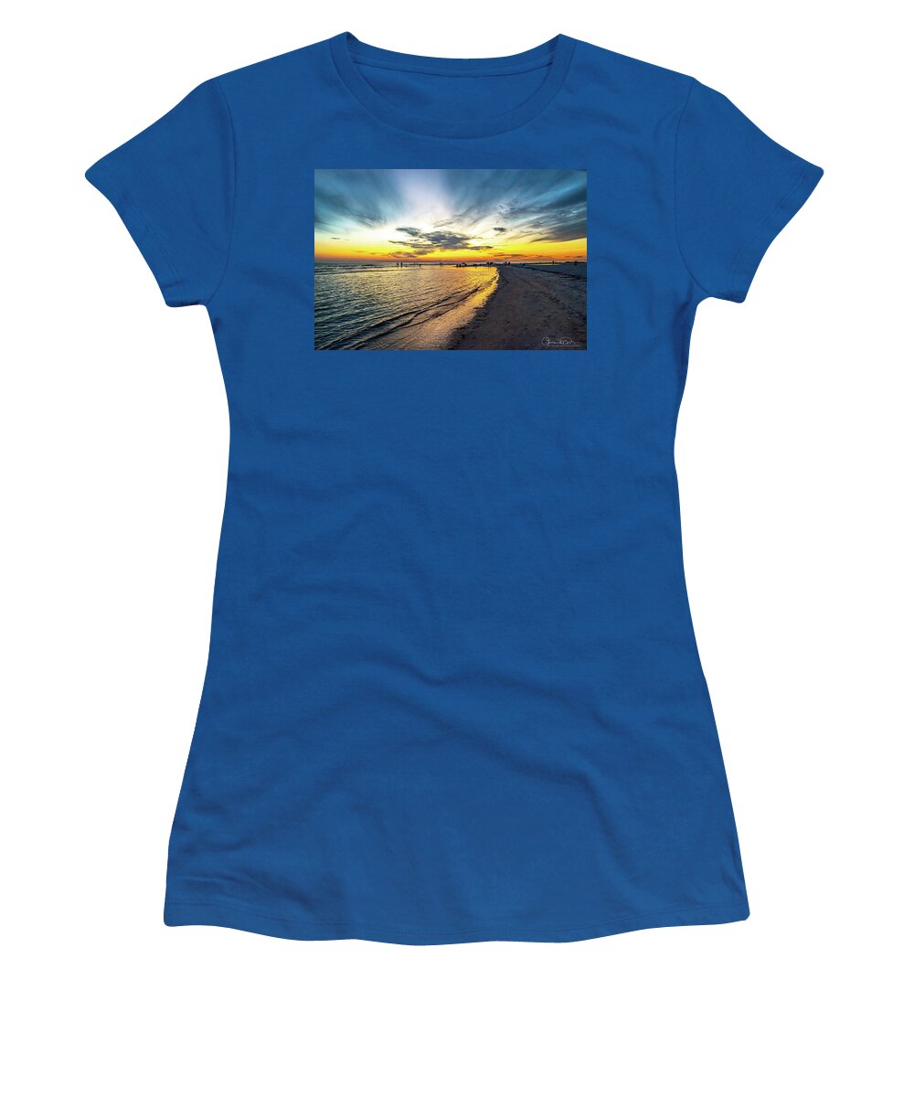 Susan Molnar Women's T-Shirt featuring the photograph Sunset on Lido Beach 4 by Susan Molnar