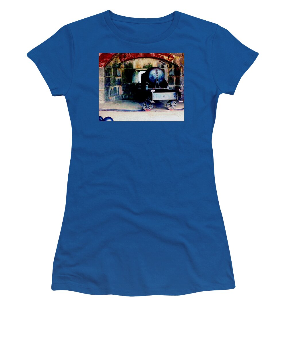 Prospect. Maine Women's T-Shirt featuring the digital art Ten Inch Rodman Cannon by Cliff Wilson