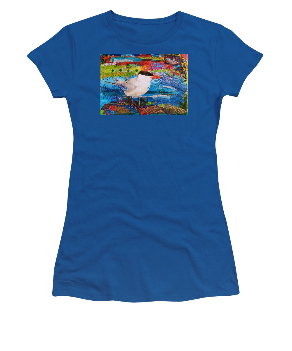 Tern Women's T-Shirt featuring the mixed media Tern Portrait by Deborah Cherrin