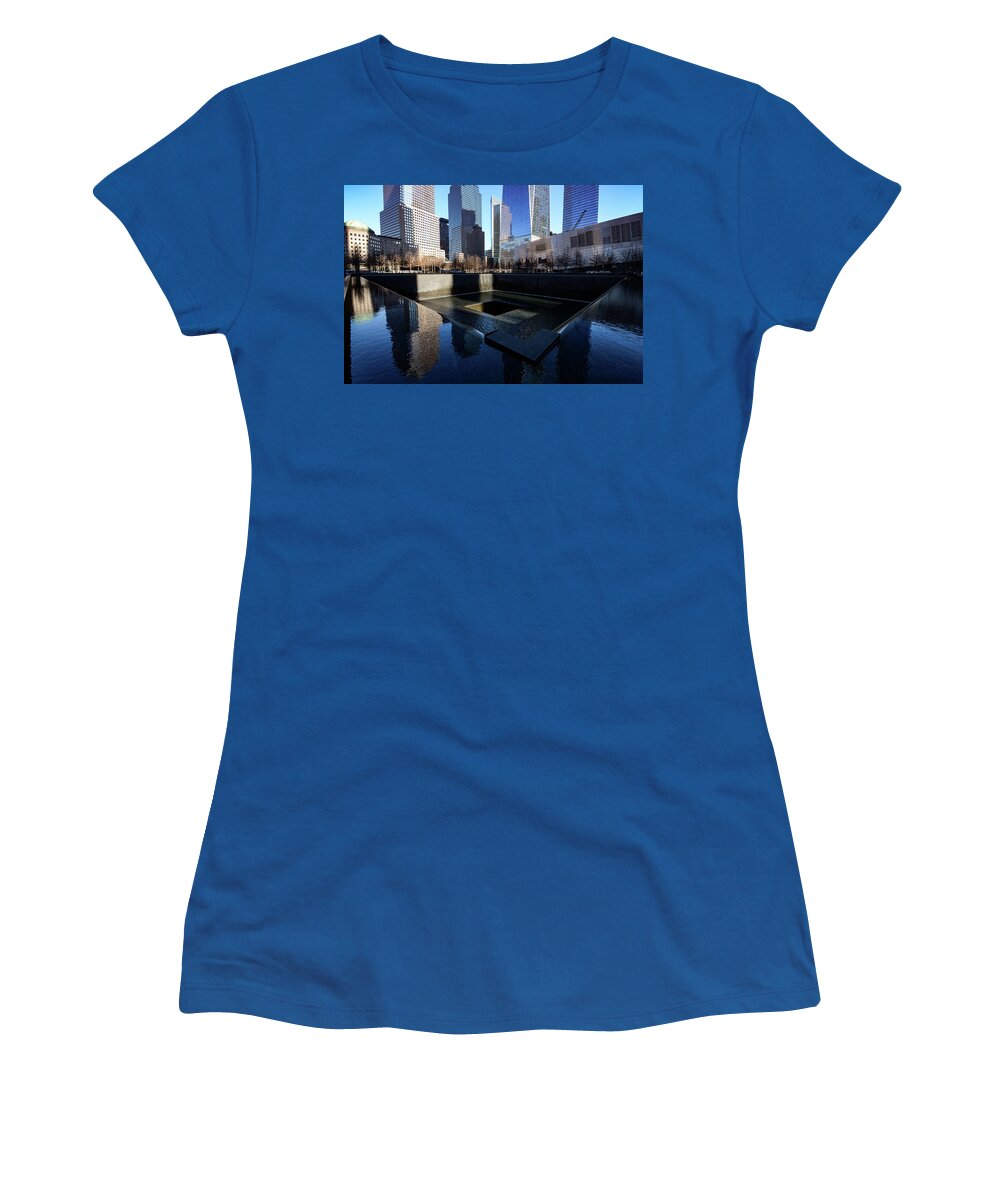 9/11 Women's T-Shirt featuring the photograph For The Survivors - Ground Zero, 9/11 Memorial. New York City by Earth And Spirit