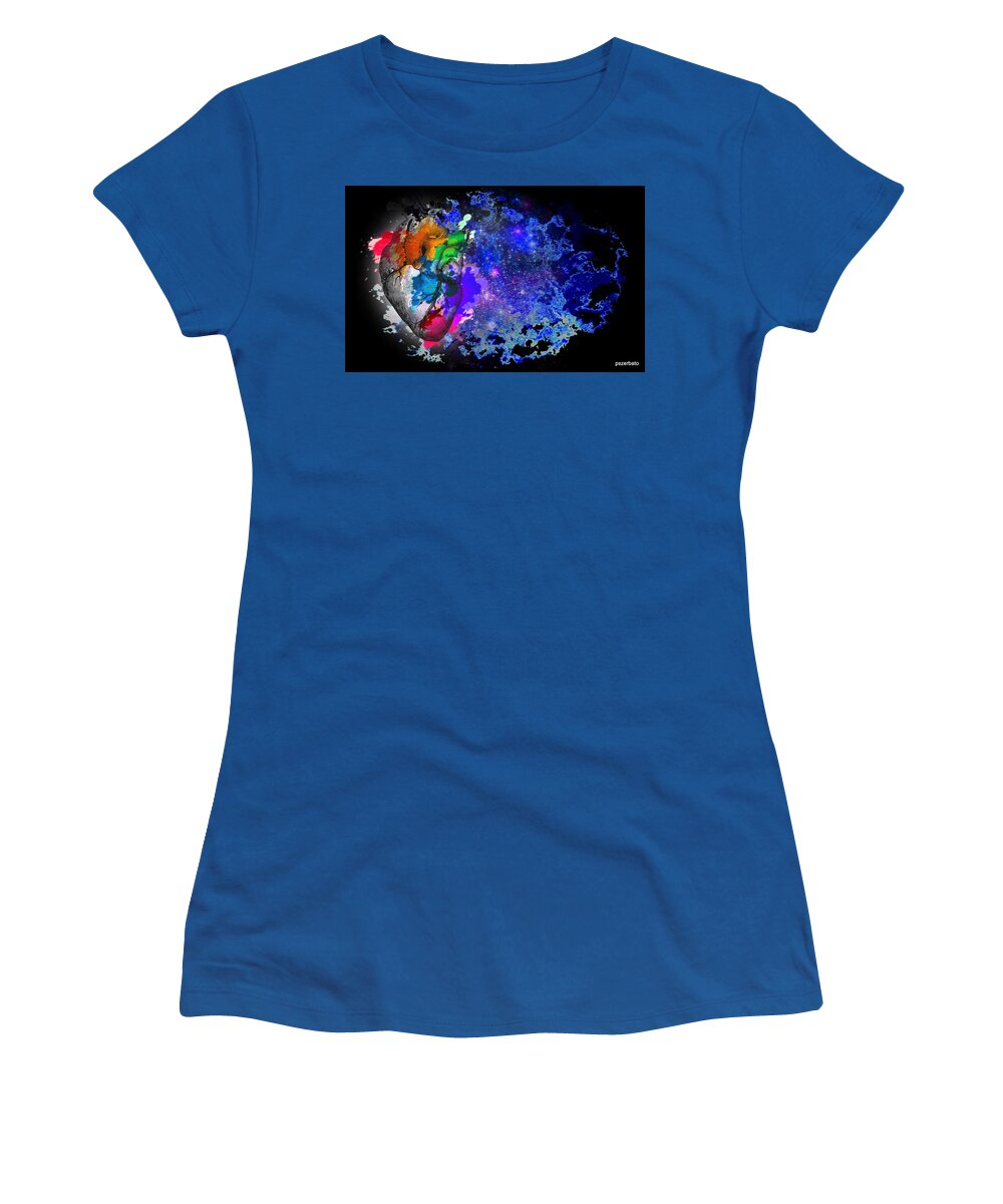 Action Women's T-Shirt featuring the digital art The Action Of Color Touches The Heart by Paulo Zerbato
