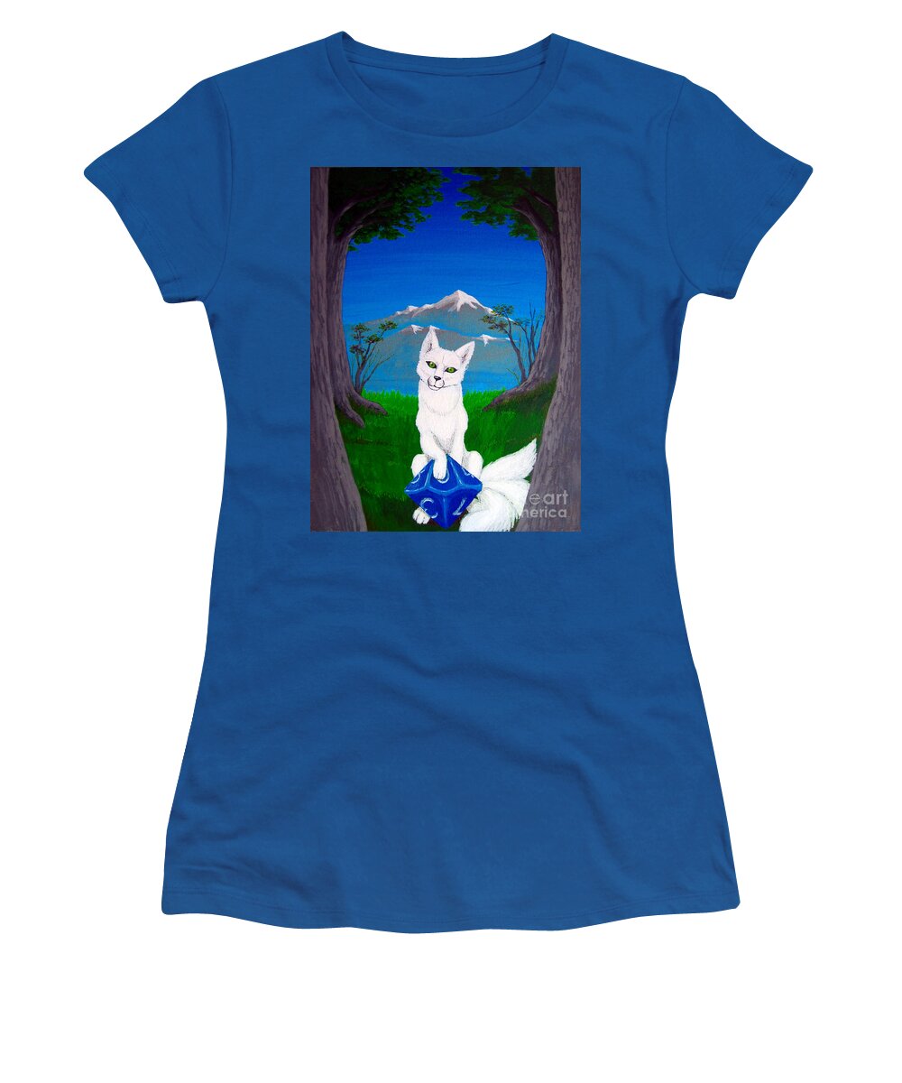 Kitsune Women's T-Shirt featuring the painting The Die of Fate by Rohvannyn Shaw