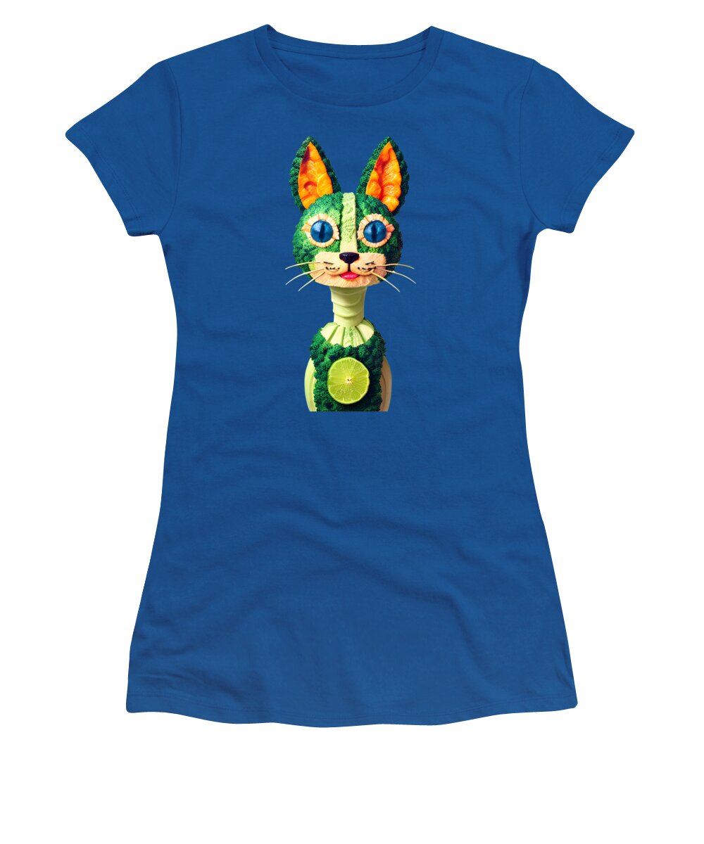 Cats Women's T-Shirt featuring the digital art The Surprising World of Veggie Cats by Acquabela Digital