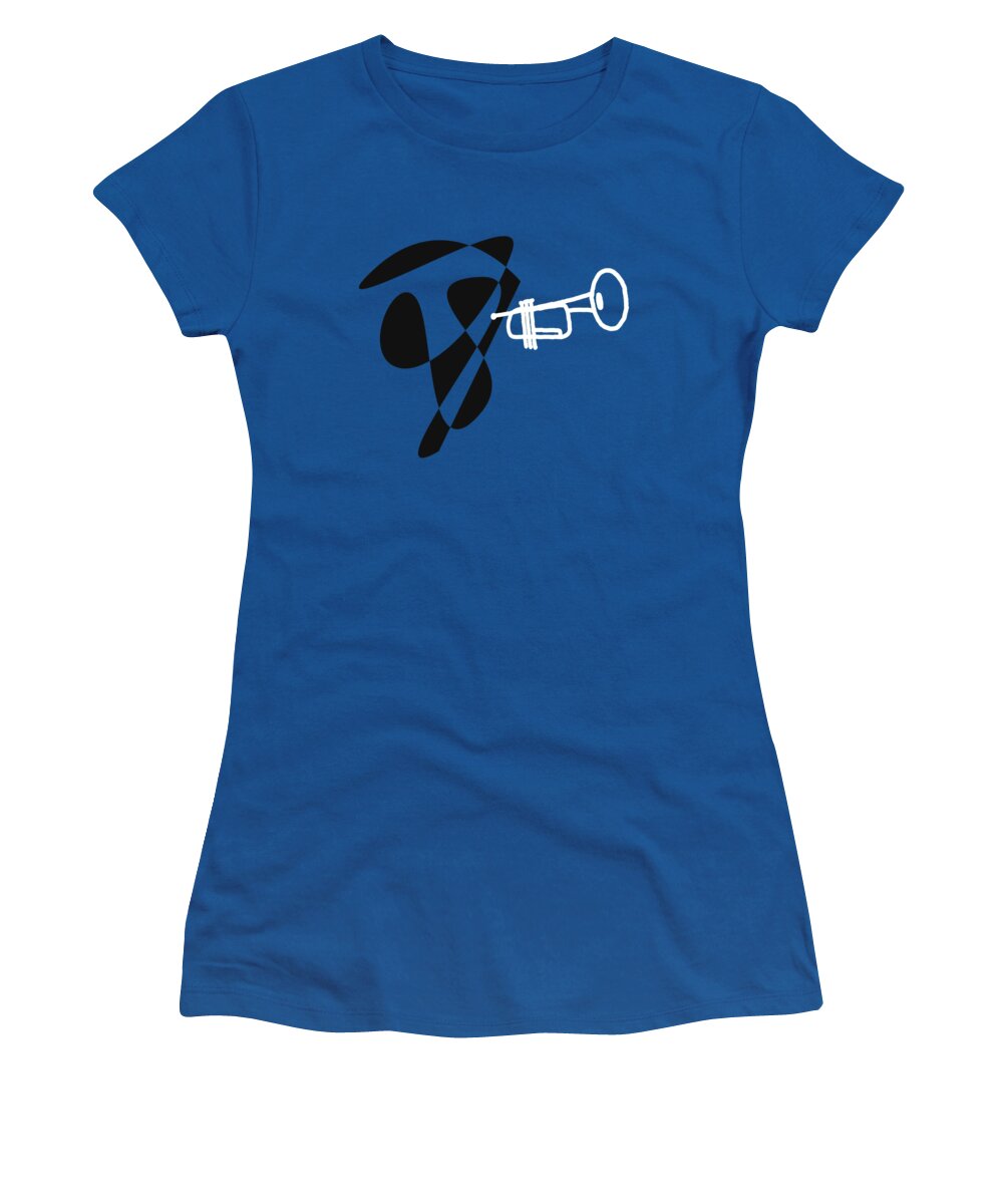 Jazzdabri Women's T-Shirt featuring the digital art Trumpet in Blue by David Bridburg