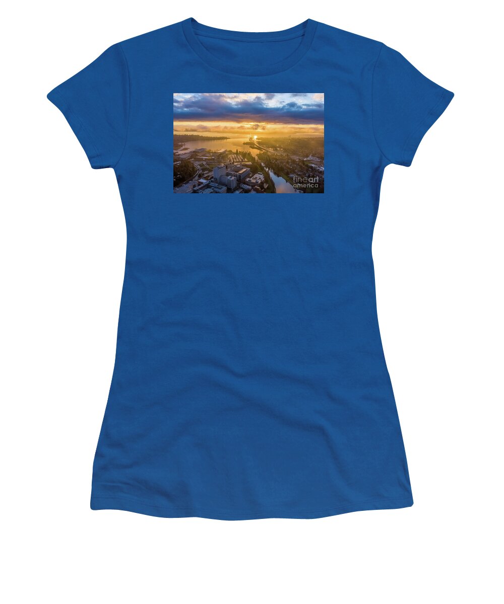 University Of Washington Women's T-Shirt featuring the photograph University of Washington Sunrise by Mike Reid