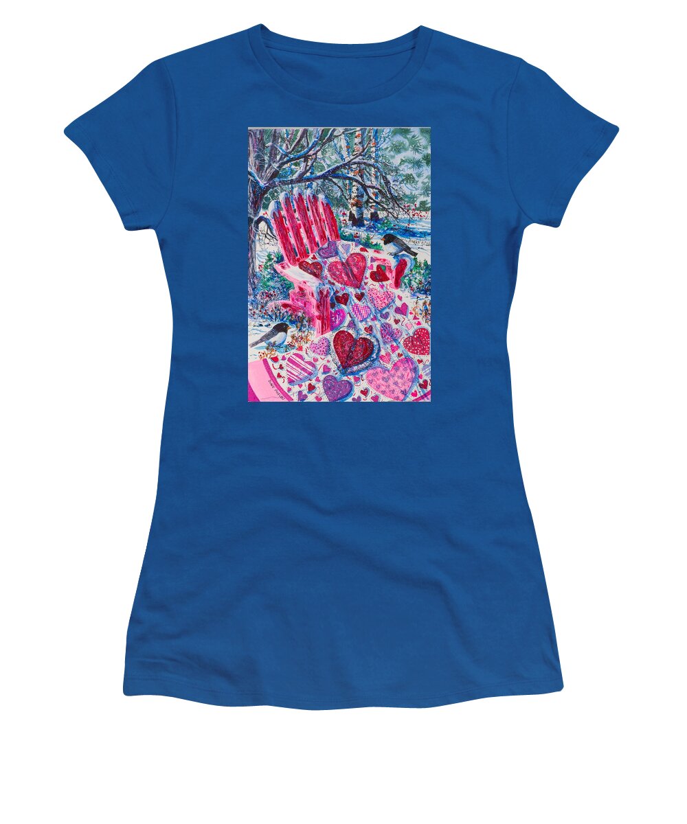 Valentine Women's T-Shirt featuring the painting Valentine Hearts by Diane Phalen