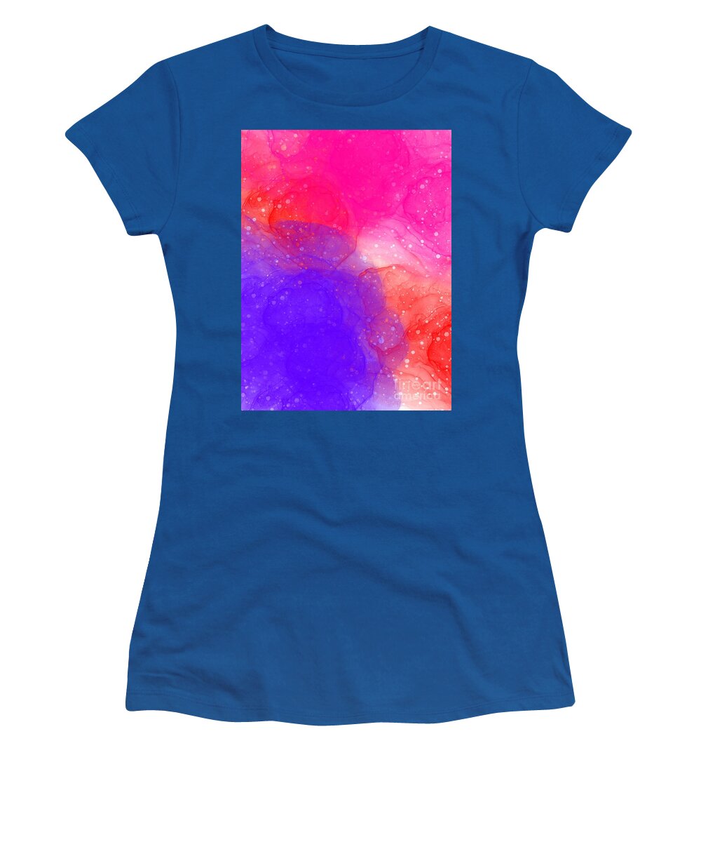 Colorful Women's T-Shirt featuring the digital art Viored - Artistic Colorful Abstract Liquid Watercolor Digital Art by Sambel Pedes